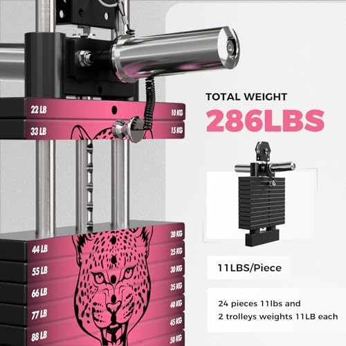 Image of RitFit M1 Pro Smith Machine Package, All-in-One Power Cage with Weight Stack Set, Includes LAT Pulldown & Cable Crossover System for Home Gym