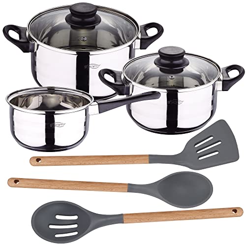 San Ignacio PACK BATERÍA DE COCINA 5 PIEZAS SET DE 3PC UTENSILIOS DE COCINA DE SILICONA Y...