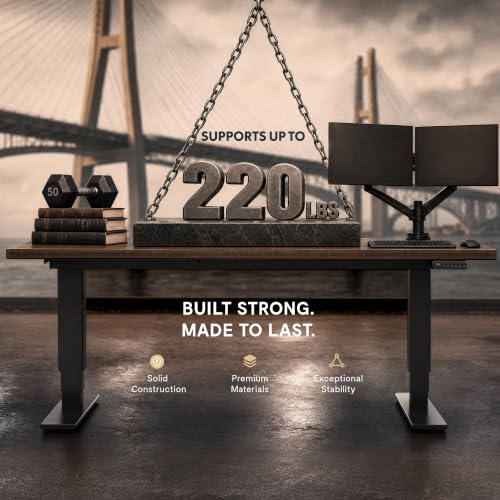 Image of FLEXISPOT E6 Bamboo 3-Stage Dual Motor Electric Standing Desk 48 x 24 Sit Stand Up Desk, Holds 220 lbs, Adjustable Height w /Memory Presets, Solid Walnut Bamboo Desktop & Black Frame, Ships in 2 Boxes
