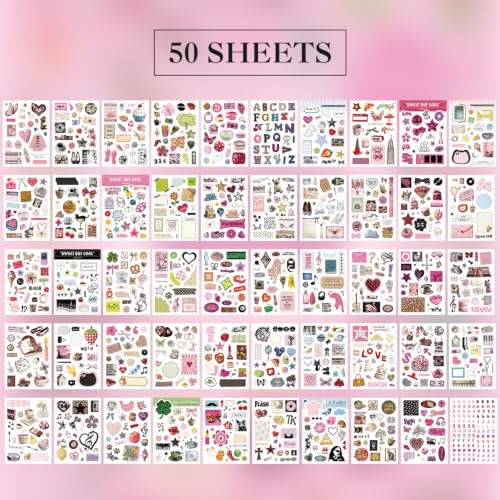 Image of Washi Stickers Set Vintage Aesthetic Sticker Book for Journaling, DIY Decorative Paper Sticker Decals for Bullet Journal Art Scrapbooking Diary Card Craft Gift Album (Aesthetic Style 4)