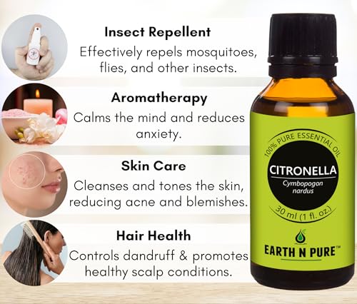 Image of Earth N Pure Lemongrass & Citronella Essential Oils | Pack Of 2 (30 ml each) | 100% Pure, Undiluted, Natural And Therapeutic Grade - Perfect for Aromatherapy, Skin Therapy & More