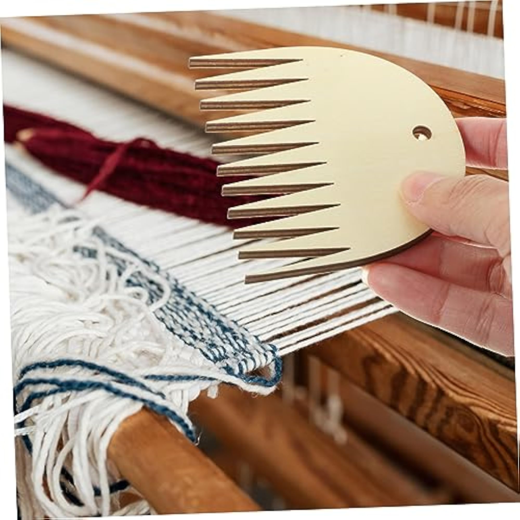 Small Wooden Sawtooth Comb for Tapestry Weaving