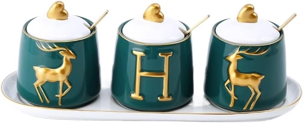 Salt and Sugar Container Sets Ceramic Spice Bottle Seasoning Jar Set Seasoning Box Combination Kitchen Sugar and Salt Seasoning Bottle Set Kitchen Counter,White-3 Pieces