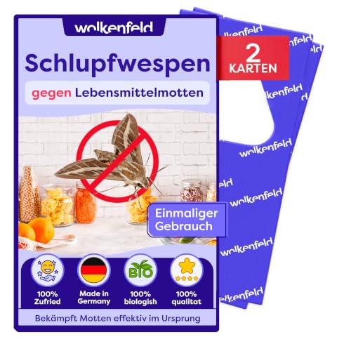 Wolkenfeld Schlupfwespen gegen Lebensmittelmotten – 2 Karten mit 1 Lieferung – Effektive & Chemiefreie Mottenbekämpfung… – Ansicht 1