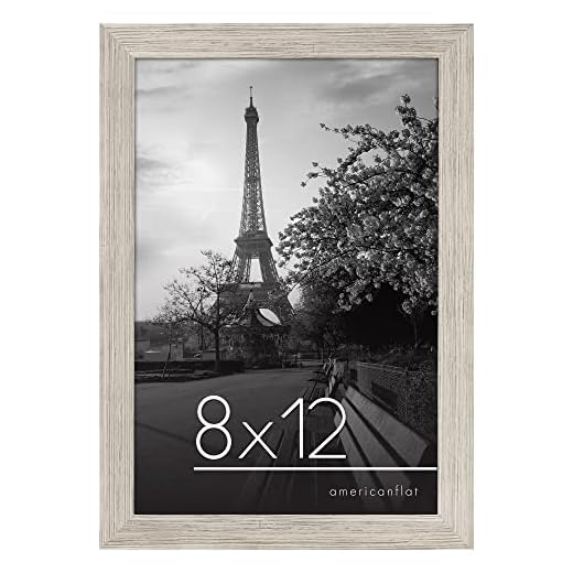Americanflat 8x12 Picture Frame in Drift wood - Composite Wood with Shatter Resistant Glass - Horizontal and Vertical Formats for Wall and Tabletop