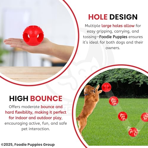 Image of Foodie Puppies Natural Rubber Flavored Hole Ball - 2.35inch / 6cm | Suitable for Small to Medium Dogs and Puppies | Chewing, Teething, and Training Ball Toy