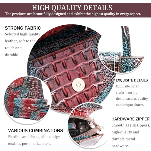 Image of Makcr Joacbv Women Embossed Pattern Satchel Handbags Wallet 3 pcs Set Crossbody Tote Top Handle Vegan Leather Ladies Bag | Embossed Pattern