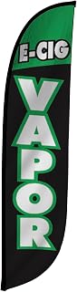 LookOurWay Feather Flag Banner - 12 Feet Tall Advertising Flags for Outside Business and Events Promotion - Swooper Flag Only - Smoke Shop Theme - E-Cig Vapor (10M1200070)