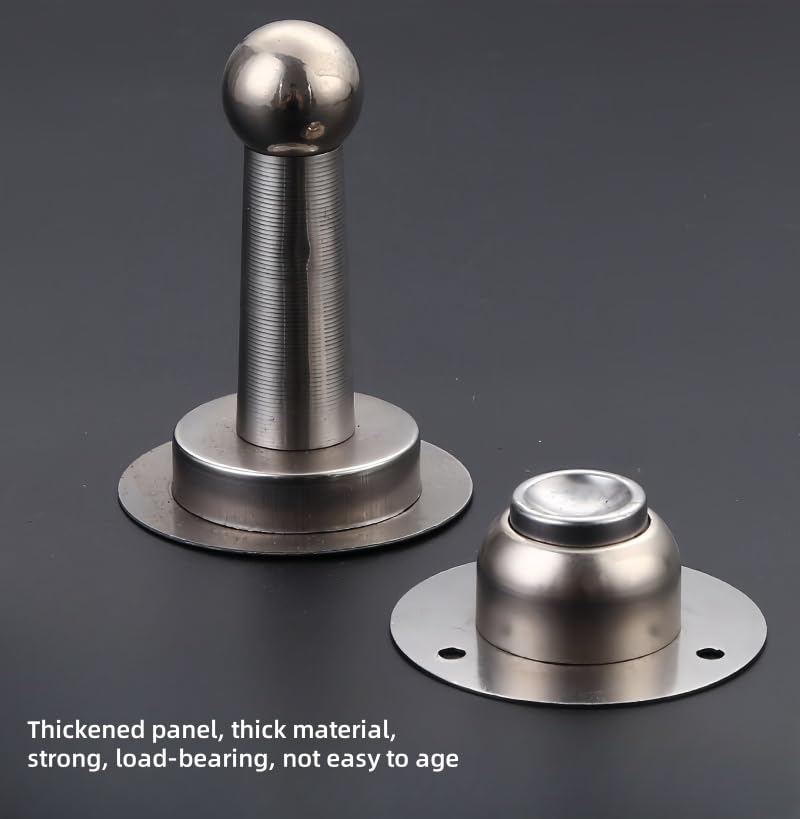 Lot De 2 Butées De Porte Magnétiques En Métal, Invisibles Et Solides Avec Adhesif Et Vis Pour Bureau Et Maison Argent 97640916