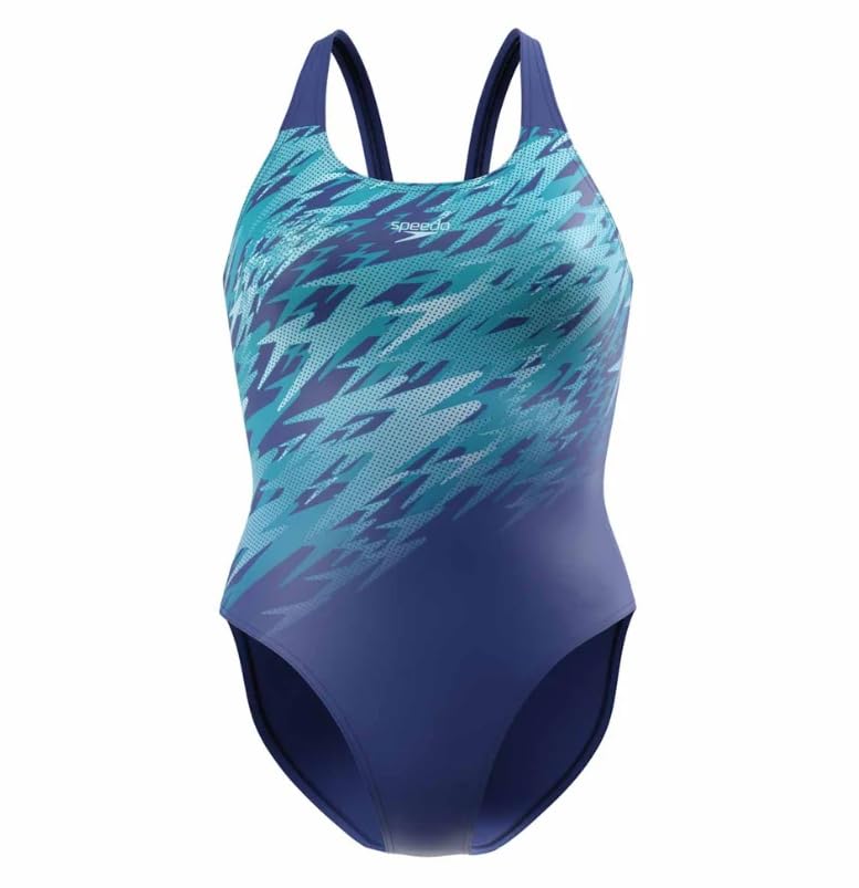 Speedo Hyperboom - Bañador para mujer, diseño de espalda muscular, color azul