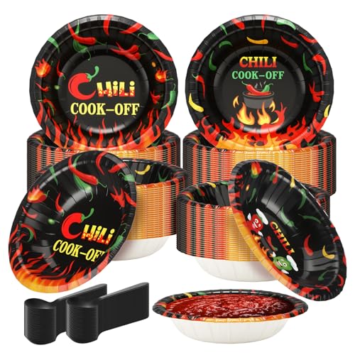 Reallnaive 200 Pcs Chili Cook off Decorations Set 12oz Chili Cook off Bowls