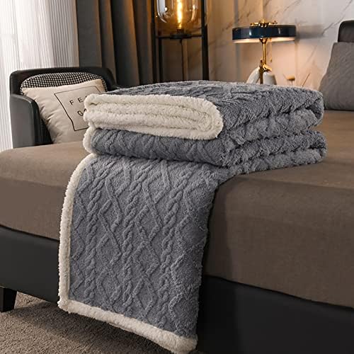 Fleece Throw Blanket Fluffy Fuzzy Soft Warm Jacquard Coral Fleece Blanket for Bed and Couch,Green,200x230CM