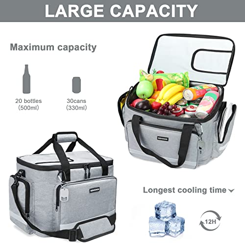 30/60 Can Soft Sided Cooler Bag Insulated Leak Proof Collapsible Cooler Portable Travel Tote With Reflective Strip, Large Lunch Camping Cooler For Picnic, Beach And Road Trips #TOP3