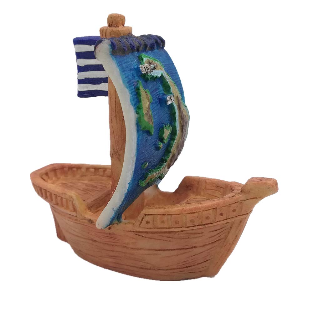 Muyu Magnet Souvenir 3D sailboat of Santorini Greece style creative desktop decoration ornament statue tourist gift
