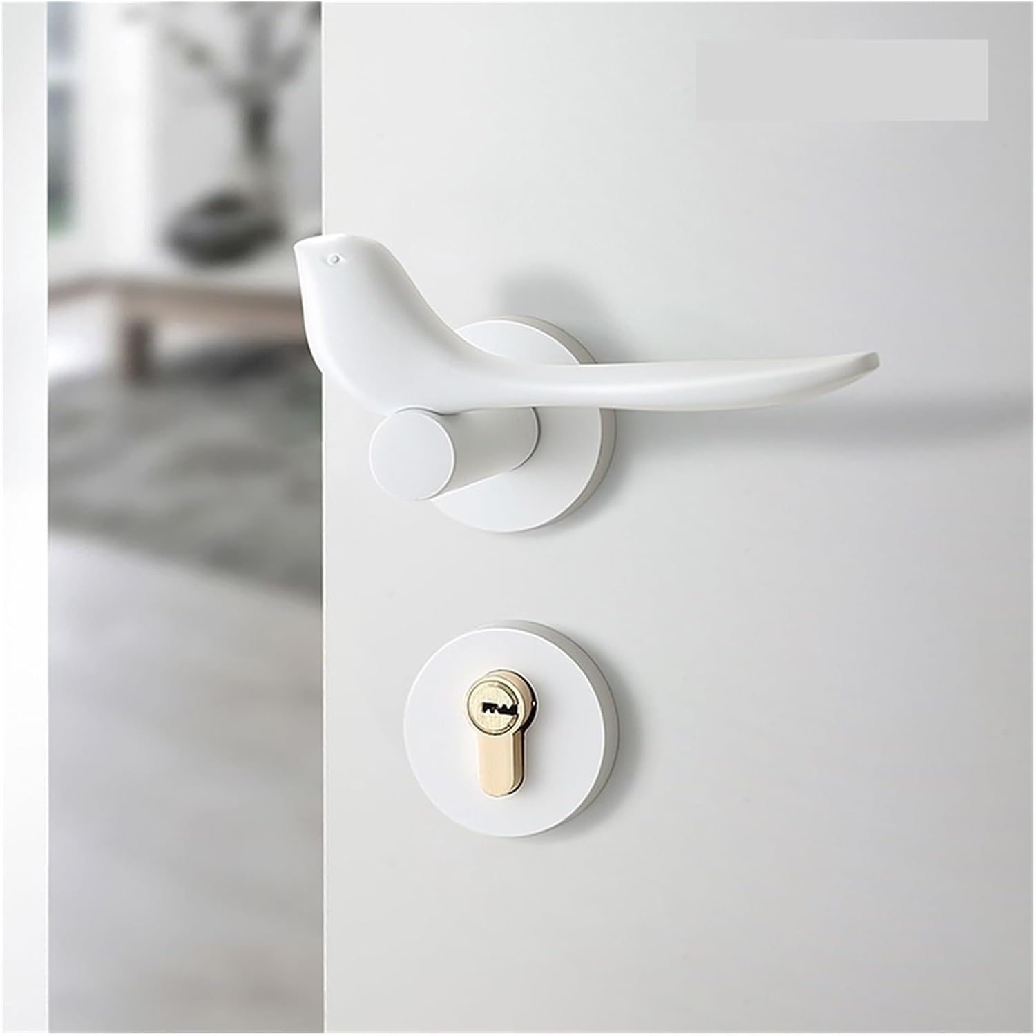 White Bird Door Lock Indoor Golden Split Door Lock Bedroom Modern Light Luxury Silent Magnetic Room Door Lock(White,Silent Door Lock)