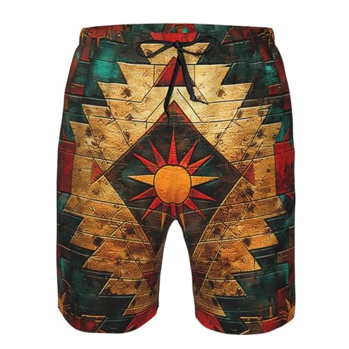 Native American Aztec Tribes Indian Geometric Men's Quick Dry Swim Trunks Surfing Beach Mesh Board Shorts4
