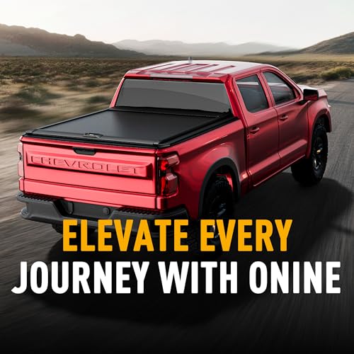 Image of ONINE Pull-Lock-Go Retractable Hard Tonneau Cover Custom fit 2019-2026 Chevy Silverado /GMC Sierra 1500 5.8ft Truck Bed (69.9 inch), Aluminum Matte Black, Compatible for Crossbar and Cargo Racks.