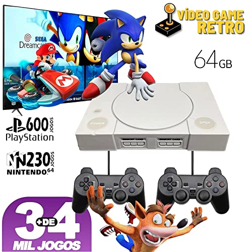 Mini PS1 Vídeo Game 34.000 Mil jogos 2 Controles 64GB