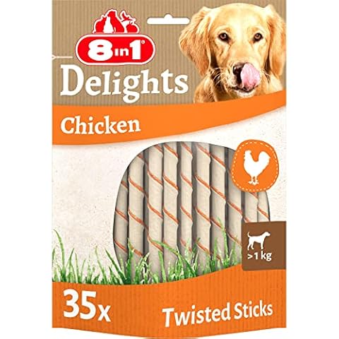 8in1 Delights Chicken Twisted Sticks, healthy chew snack for dogs, 35 pieces Cover