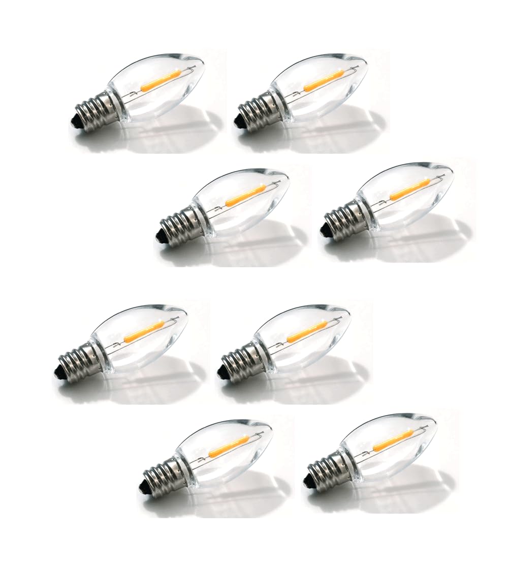 LED C7 Night Light Bulbs E12 Candelabra Base 1 Watt Warm White 8PC
