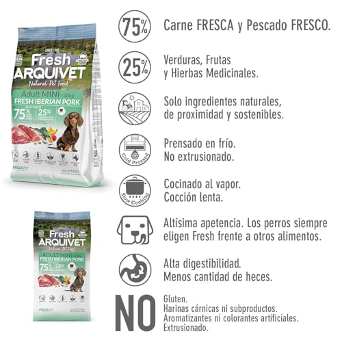 Arquivet Fresh MINI Iberian Pork - Halbfeuchtes Futter für Hunde Kleiner Rassen - 1 kg