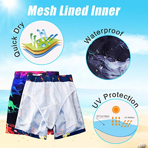 ALOOCA Calção de banho para meninos, secagem rápida, casual, short de surfe, cintura elástica, estam
