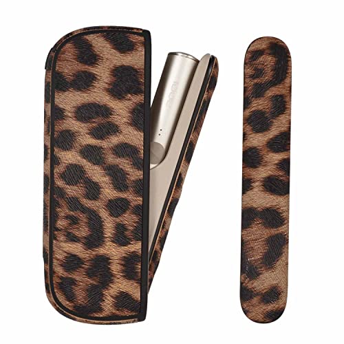 YiTenn Schutzhülle+Seitendeckel 2-in-1 Set Case Hülle für iqos iluma/ILUMA i  TPU+PU leder material Zubehör (C-Leopard braun)