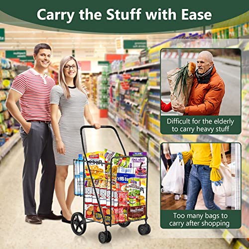 Goplus FSC-01 Jumbo Folding Shopping Cart With Rolling Swivel Wheels thumb #1