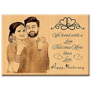 GFTBX Personalized Engraved marriage gifts for couples Wooden Photo Plaque (8 x 6 inches, Brown)