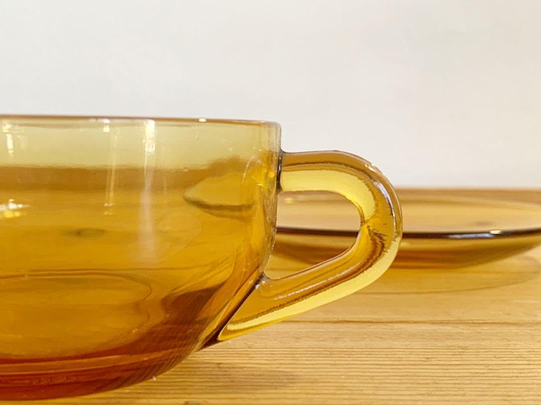 Amazon.co.jp: ミッドセンチュリー 1960s アンバー カップ&ソーサー 5  