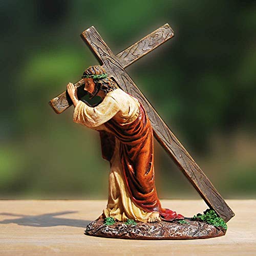 Statue de Jésus sur la croix en résine moderne et épurée