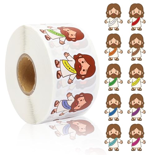 BLSUREFYX 1000 PCS Jesus Love You Stickers 1.4x1In Self-Adhesive Roll up