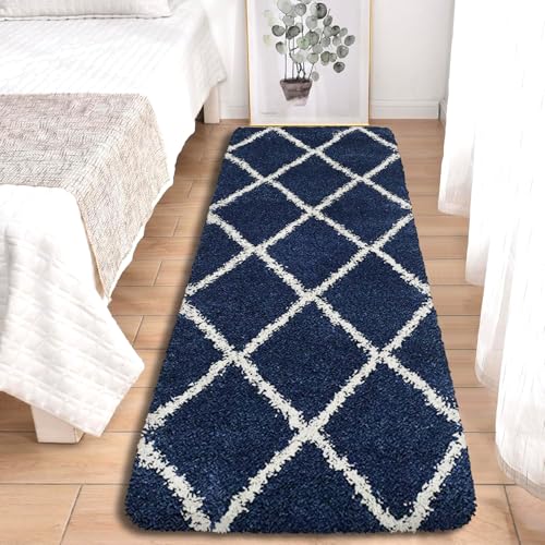 Image of 2x5 feet Soft Runner Rug for Living Room and Bedroom, Modern Indoor Floor Carpet with Non-Slip Backing, Comfortable Decorative Home Decor Rug, Easy Clean & Durable- (Blue B, Rectangular)
