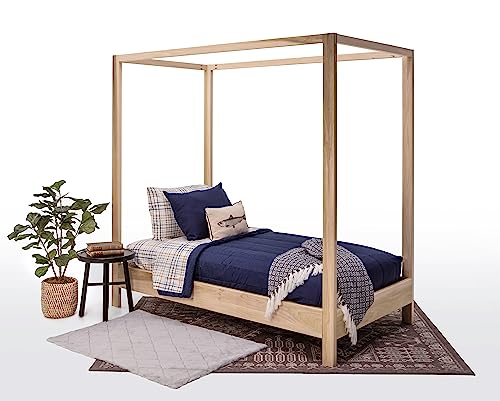 American Furniture Classics Model Twin Canopy Twin Size Canopy Bed with Raised Platform
