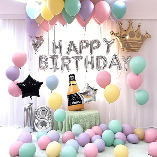 Image of Pastel Balloons Latex Pastel Birthday Decorations 100 Pack 12 inch Round Helium Multicolor Macaron Rainbow Decor for Birthday Rainbow Party Baby Shower Wedding Easter Balloons Decorations