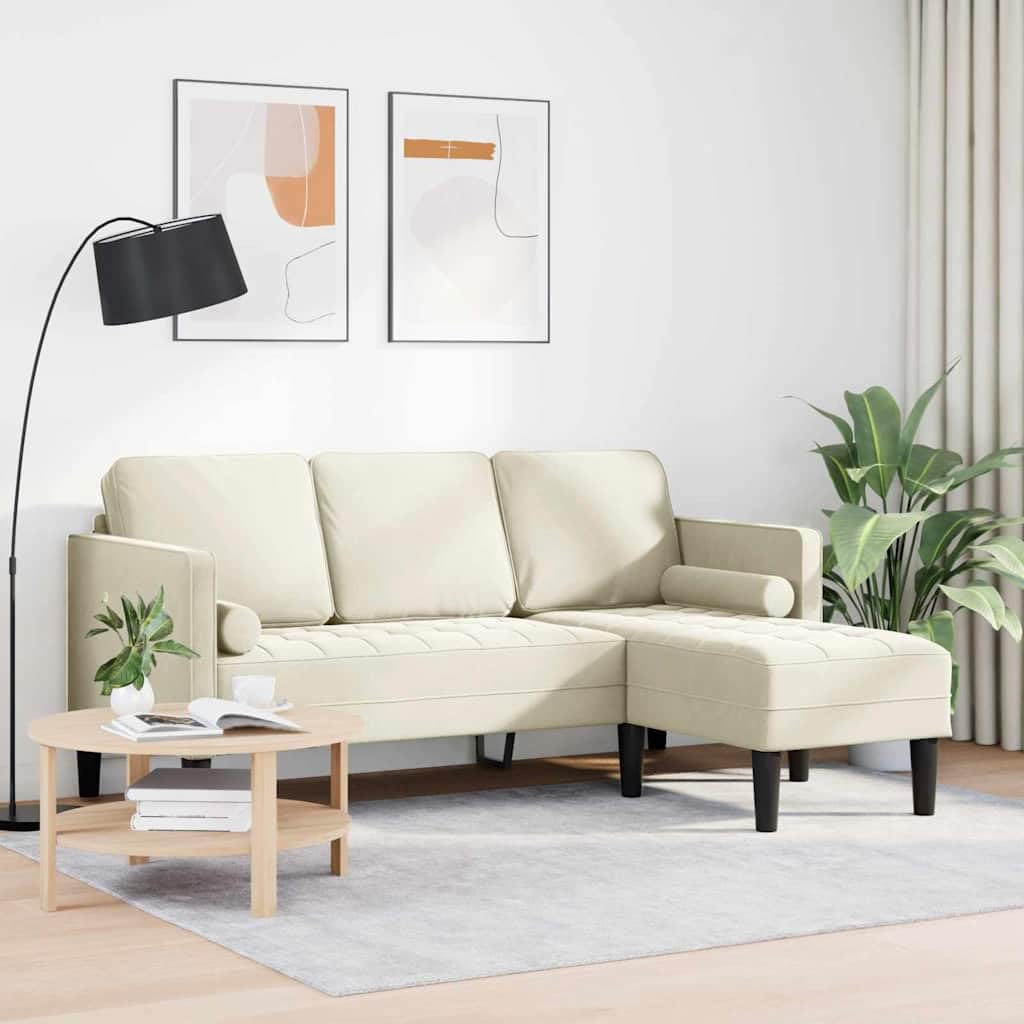 Modernes modulares Ecksofa Set mit Kissen in Creme, Samtbezug aus Polyester, vielseitig konfigurierbar, Flache Armlehne, langlebige Holzwerkstoffkonstruktion, einfache Montage