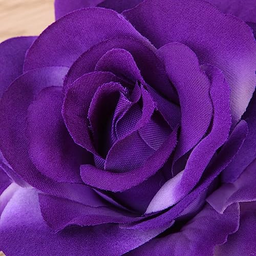CALLARON Purple Simulated Rose Hair Clip 4.3 Inch Cloth Flower Hairpin for Women Wedding Beach Festival Party Accessories - Image 3