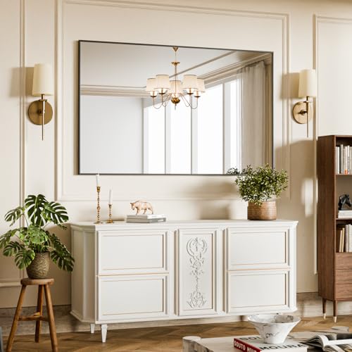BEAUTYPEAK Rechteckiger Wandspiegel,120x75cm Badezimmerspiegel mit Gold Aluminiumrahmen, Bruchsicherer Wandspiegel für Bad, Schlafzimmer, Wohnzimmer, Rectangular Bathroom Mirror