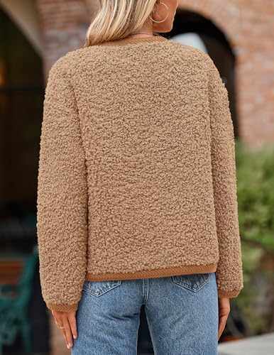 PRETTYGARDEN Women's Faux Fur Coat 2025 Fall Fuzzy Fleece Button up Shearling Cropped Jackets Winter Trendy Outerwear2