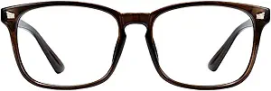 TIJN Blue Light Blocking Glasses for Women Men Clear Frame Square Nerd Eyeglasses Anti Blue Ray Computer Screen Glasses
