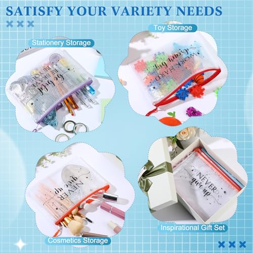 Image of Tenceur 18 Pcs Pencil Pouch Appreciation Gifts for Teacher Coworker Employee Staff Mesh Zipper Pencil Case Pouch Thank You Gifts for Back to School Office Supplies Co Worker Volunteer (Inspirational)