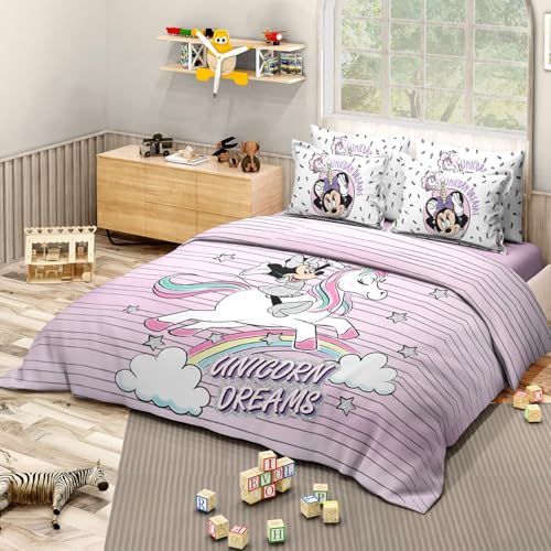 Image of Sassoon Disney Unicorn Digital Printed 100% Cotton Bedsheet with 2 Pillow Covers in 300TC