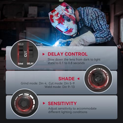 Image of ARCCAPTAIN Auto Darkening Welding Helmet, 3.94 inchX3.66 inch Large Viewing Screen True Color Welding Hood with 4 Arc Sensor Solar Powered, Wide Shade 4-5 /5-9 /9-13 Welding Mask