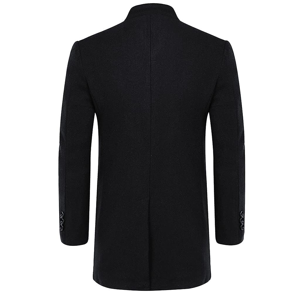 YOUTHUP Cappotto da Uomo Invernale in Lana Spessa Trench Cappotto di Media Lunghezza Slim Fit Imbottito Caldo Casual Peacoat, Nero (Disegno 2), L