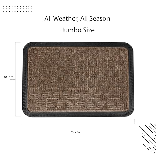 Image of Encasa XO Door Mat for Home Entrance, Polypropylene Floor Mat Brown