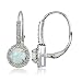 Sterling Silver Created White Opal and White Topaz Round Leverback Earrings