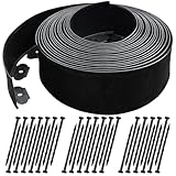 40 FT Landscape Edging No Dig [Extra Tall 4 Inch High] with 36 Spikes, Heavy-Duty Plastic Garden Edging Border (Black, 40FT)