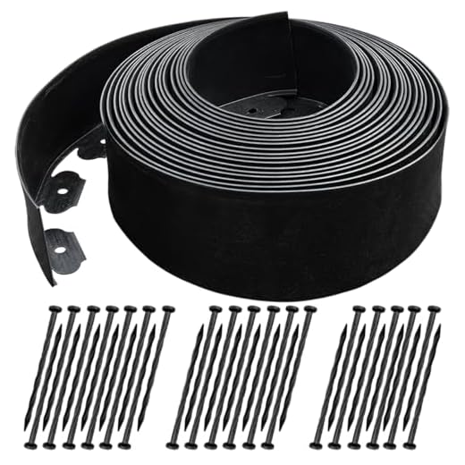 40 FT Landscape Edging No Dig [Extra Tall 4 Inch High] with 36 Spikes, Heavy-Duty Plastic Garden Edging Border (Black, 40 FT)