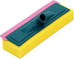 Rodo Aplicador de Cera com Borracha para Limpeza, Espuma Multiuso para Porcelanato e Vidros, Amarelo e Verde