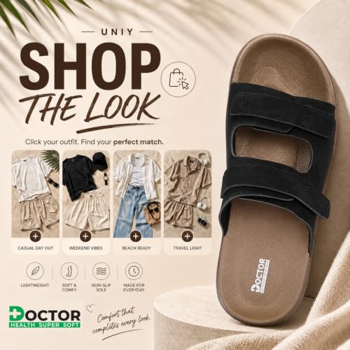 Image of DOCTOR HEALTH SUPER SOFT Men's Adjustable Strap Sandals | Soft Cushioned Footbed | Lightweight Anti-Skid Comfort Sandals | Casual Everyday Wear Slip-On Sandals for Men